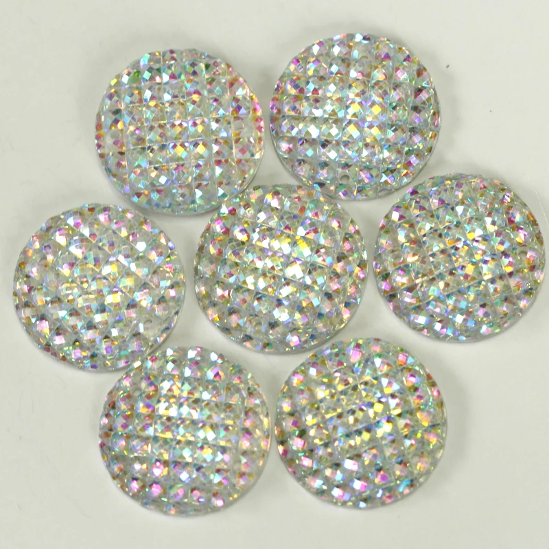 

16mm 100pcs Crystal AB Clear AB Colors Round Sew On Rhinestones Flatback Resin Sewing Rhinestone For Garments Y3711
