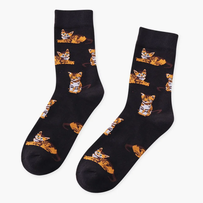 Одна пара милых носков с рисунками животных для женщин и мужчин, хлопковые мягкие дышащие короткие носки, короткие носки с принтами забавных собак, кошек, свинки - Цвет: Gray Cat