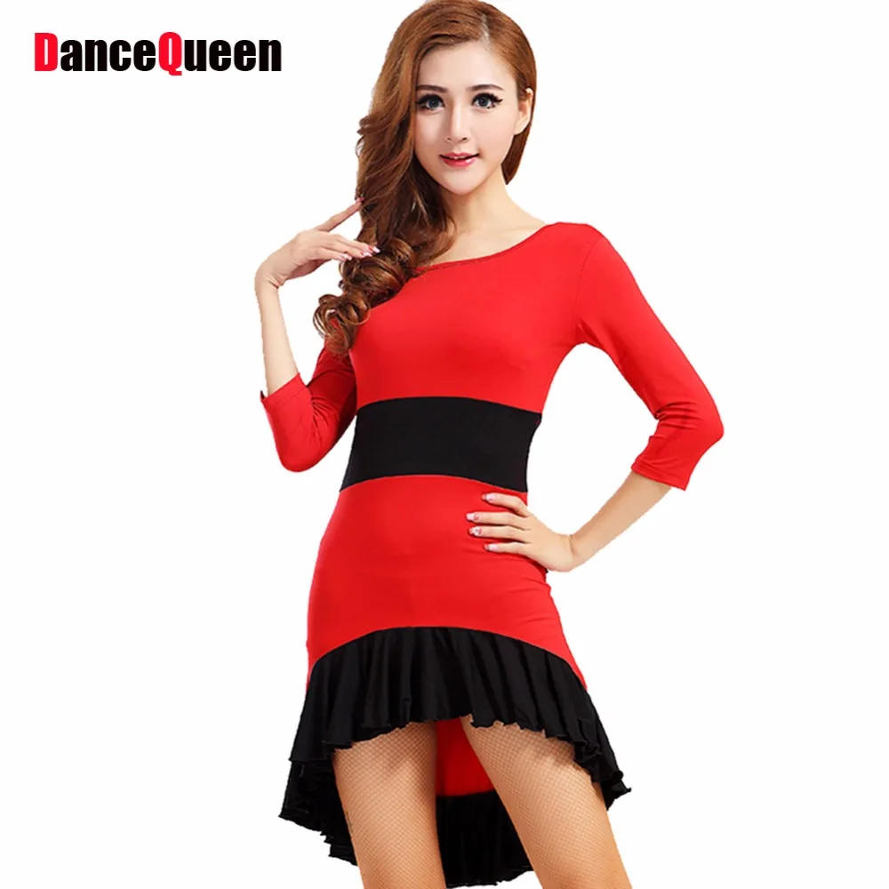 Latin Dance Dress Women Black/Red/Leopard Lady Ballroom Dance Skirts Salsa Dance Dresses Cha Cha
