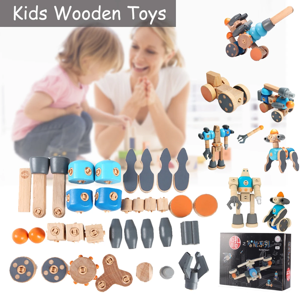 

[Umu] DIY Model 3+ Children Creativing Wooden Toys For Children Kids Buckle Smart Wooden toys Intellectual Education Toys Gifts