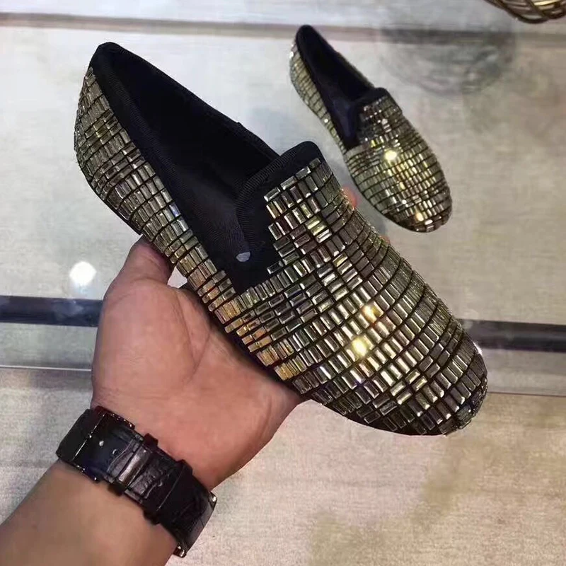 Pisos Mujeres Señoras stripes Toe Ocasionales Mujer Plata Negro Mocasines Cristal Con oro Plana Las De Diamantes Oro Zapatos Falsas En Zapato Deslizamiento Piedras Ronda plata fP8XxSq