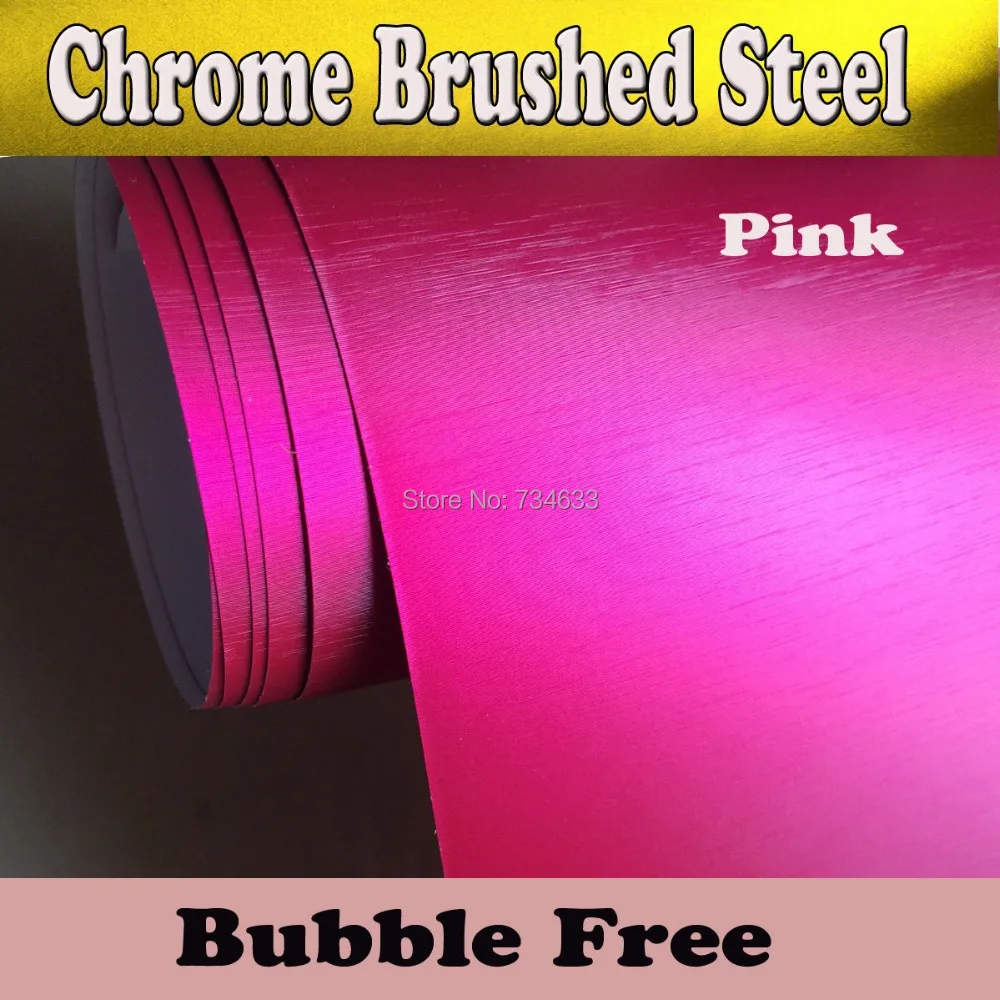 

Pink Matt Chrome Brushed Vinyl Wrap Film with air release Metallic Brushed Alumium Foil For Car Styling Wrapping :1.52*20M/Roll