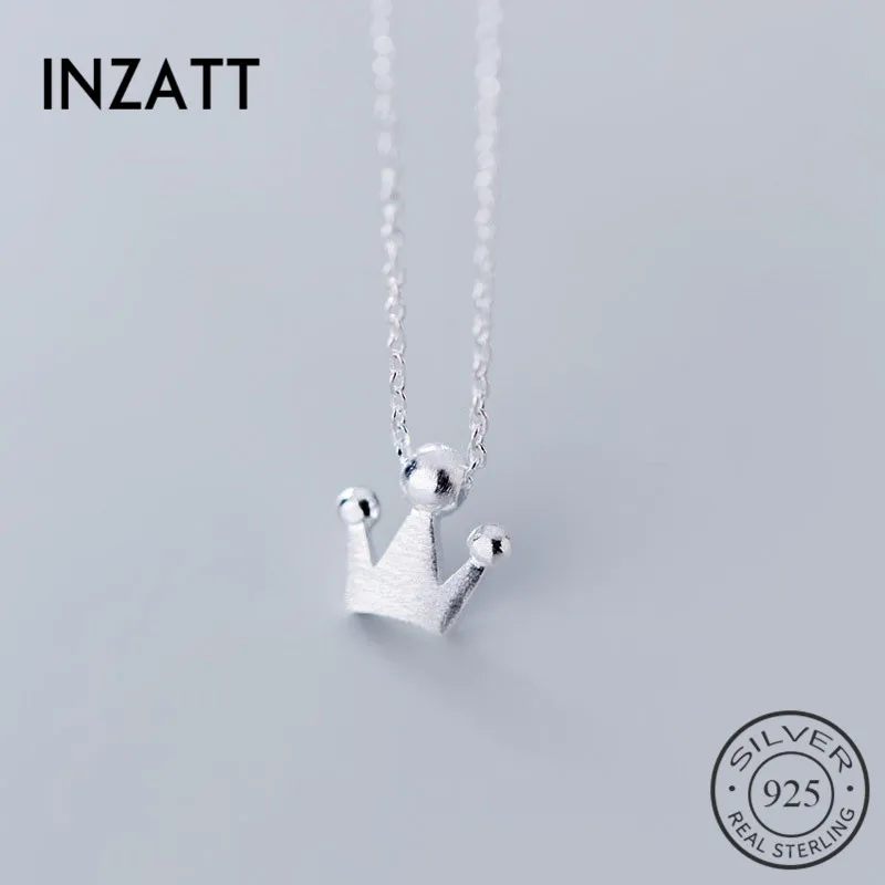 Ожерелье INZATT из настоящего серебра 925 пробы с подвеской в виде короны бисера для