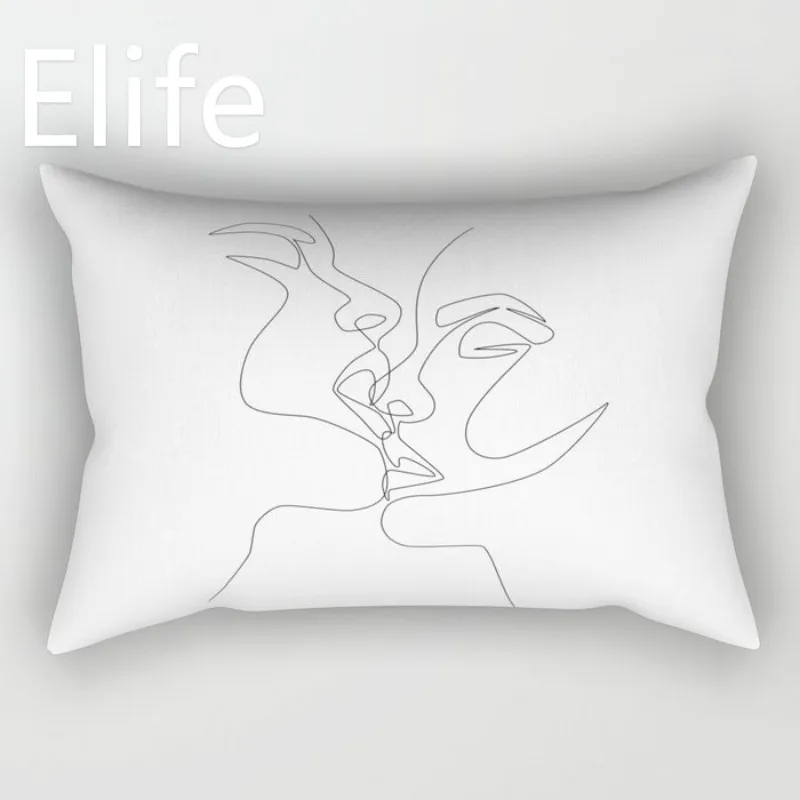 Elife, черный, белый, искусственный полиэстер, хлопок, лен, декоративная подушка, shams, чехол для подушки, дивана, автомобиля, 30x50 см - Color: 3