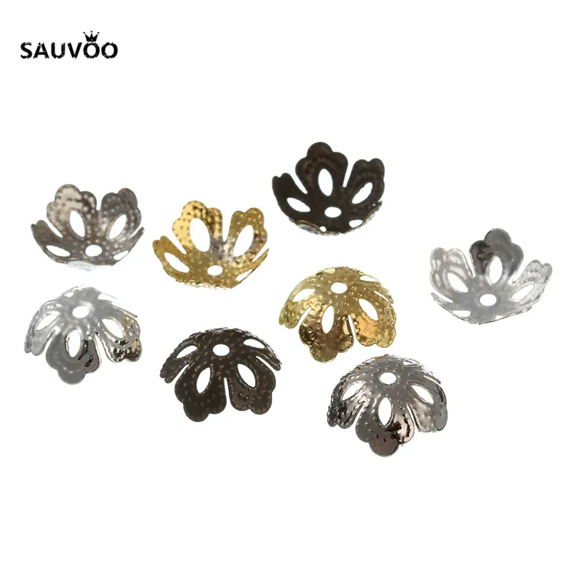 Sauvoo 500 шт. позолоченные серебряные металлические полые цветочные филигранные