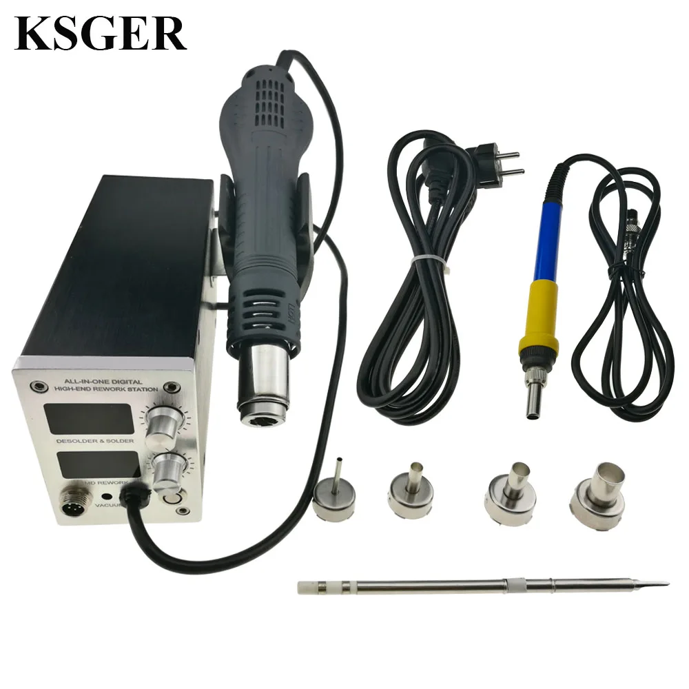 

KSGER T12-K Soldering Iron Finish Station Tips Hot Air Gun 2 in 1 DIY Kits Electric Temperature STM32 Controller OLED Weld 800W