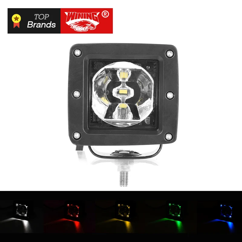 

WINING 15W rgb LED Work Light remote control RGB led drivinglight Flood beam LED Offroad light for Car ATV Motorcycle