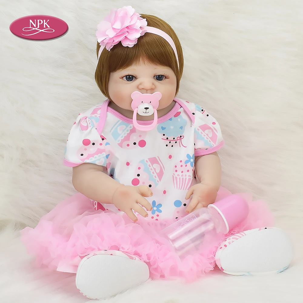 

NPK 57CM Real Full Silicone Reborn Baby Dolls Lifelike Princess Girl Newborn Babies Doll Bathe Toys Bonecas Reborn Bebe Menina