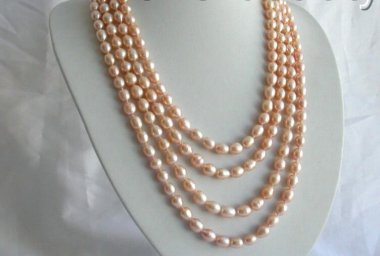 

fast stunning long 100" 10mm baroque pink freshwater cultured pearl necklace b108