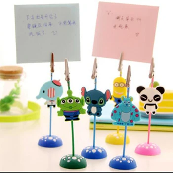 

Kawaii 6Pcs/Lot Cute Cartoon Stand Desk Card Note Picture Memo Photo Clip Holder Table Wedding Part Gift Free Shipping
