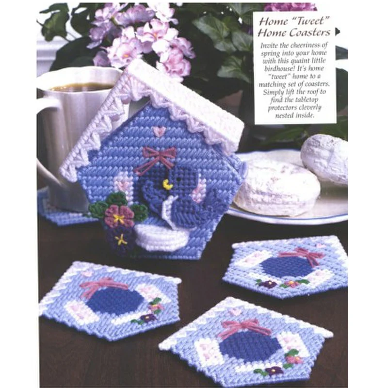 

3D Cross Stitch Kit Three-dimensional Embroidery Bird Cup Mats