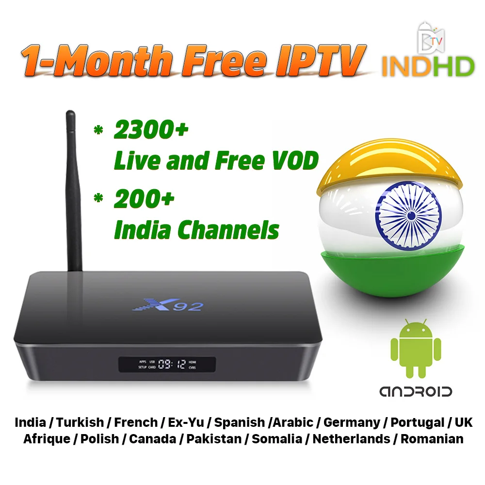

India Italy IPTV X92 Box 1 month Free IP TV Turkey Africa Canada IPTV Subscription 4K TV Box Pakistan IPTV India EX-YU UK IP TV