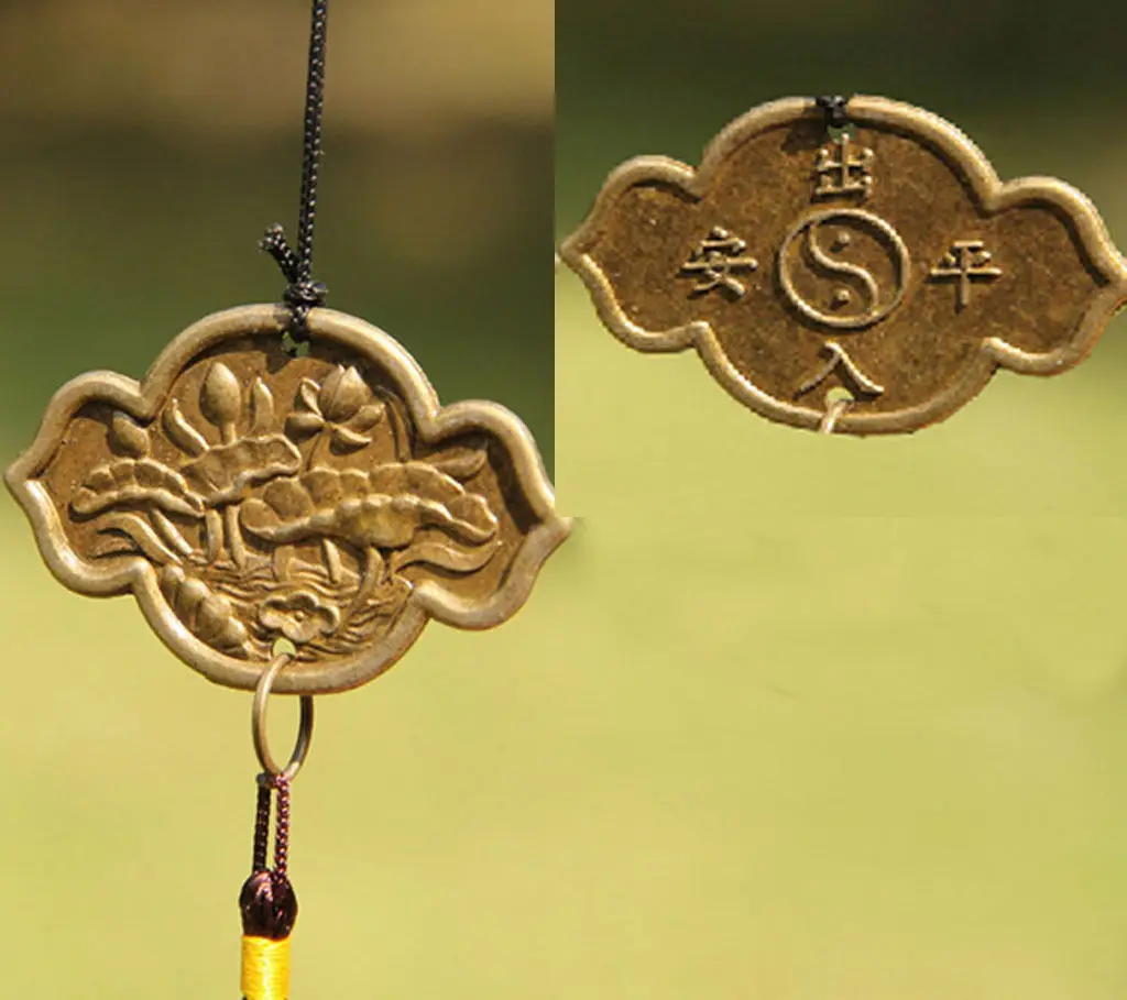 Chinese Fish Lotus Pond Metal Bell Lucky Feng Shui Hanging Charm Wind Chime