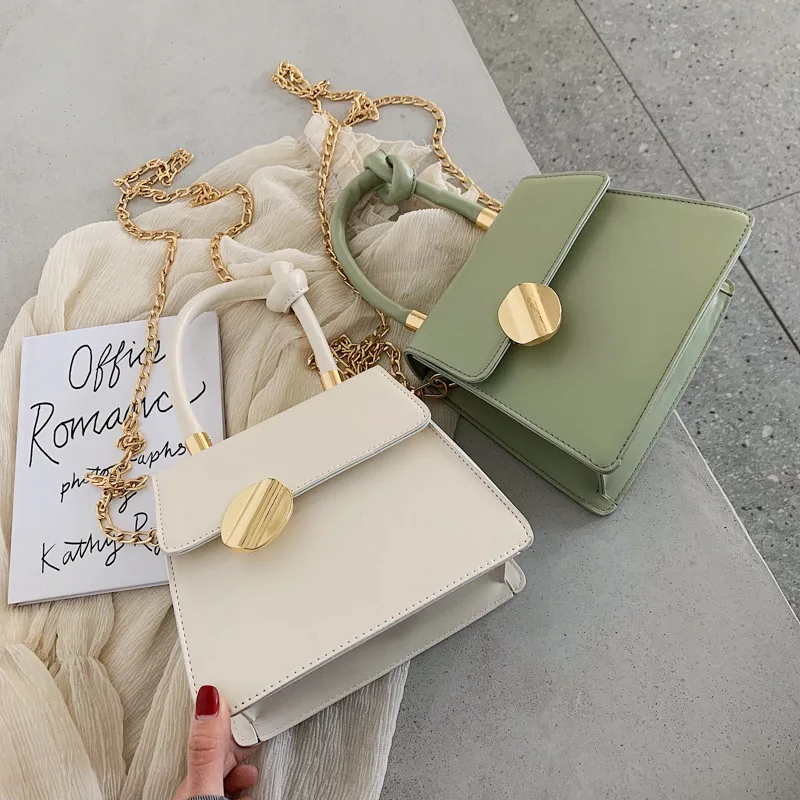 

Summer texture bag ladies 2019 new wild chain shoulder slung fashion handbag small square bag