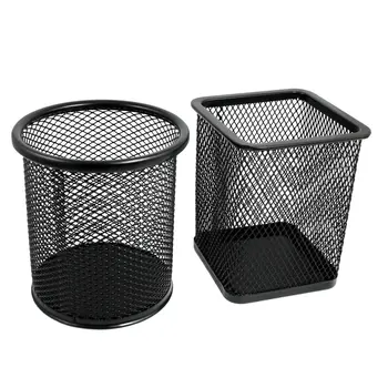 

New and Hot Promotion ! 2 Pcs Mesh Rectangle Cylinder Stationery Holder Box Container Black,IN STOCK
