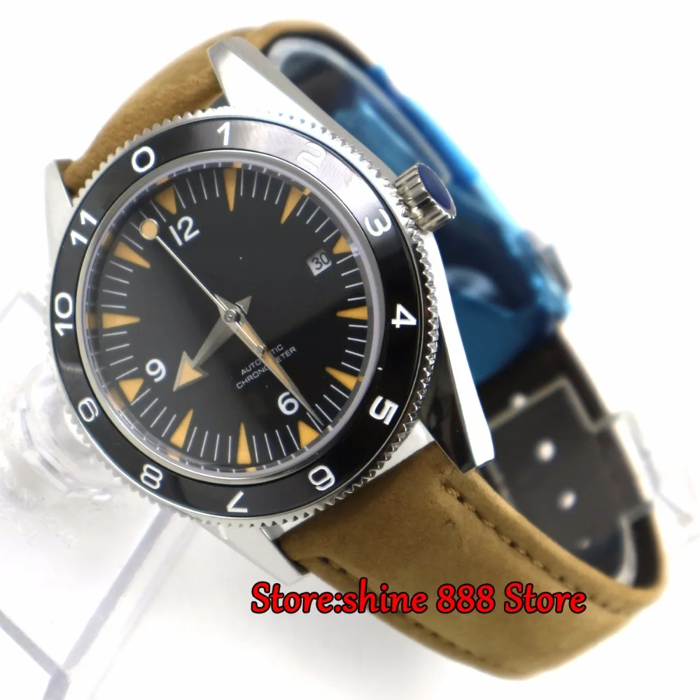 

41mm Debert Sapphire Glass black Sterile dial Luminous Hands Stainless Steel Case Miyota Automatic Mens Watches