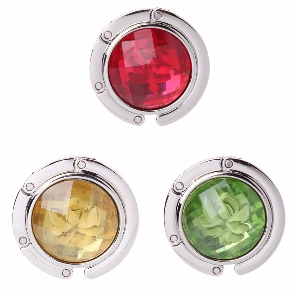 

THINKTHENDO 3 Color Portable Folding Handbag Tote Resin Round Hook Table Hanger Bag Holder New