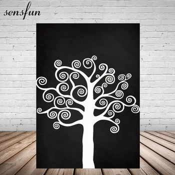 

Sensfun White Tree Black Photography Backdrop For Photocall Vinyl Polyester 5x7FT Backgrounds For Photo Studio