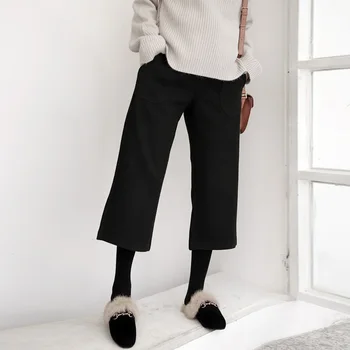 

Woollen Cloth Pants For Pregnant Women Elastic High Waisted Maternity Clothes Winter