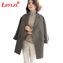 Двухстороннее кашемировое зимнее теплое шерстяное Женское пальто модное женское осеннее Свободное пальто одноцветное двубортное Горячее предложение B591