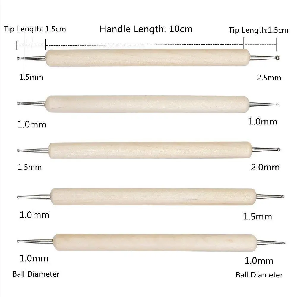 Горячая 15 шт. набор инструментов для раскрашивания шариков стилус тиснение узор глина Лепка Резьба Инструменты для моделирования дизайн ногтей Мандала рок краска