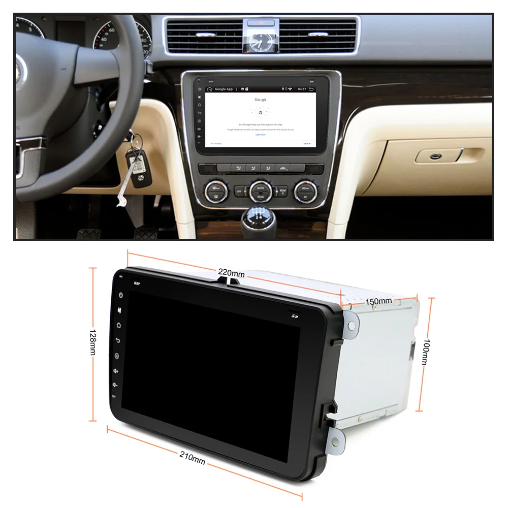 Perfect Eunavi 2 Din 8 inch Android 9.0 Car Radio Stereo for VW JETTA GOLF MK5 MK6 GTI PASSAT B6 POLO SKODA Fabia GPS Navigation PC wifi 1