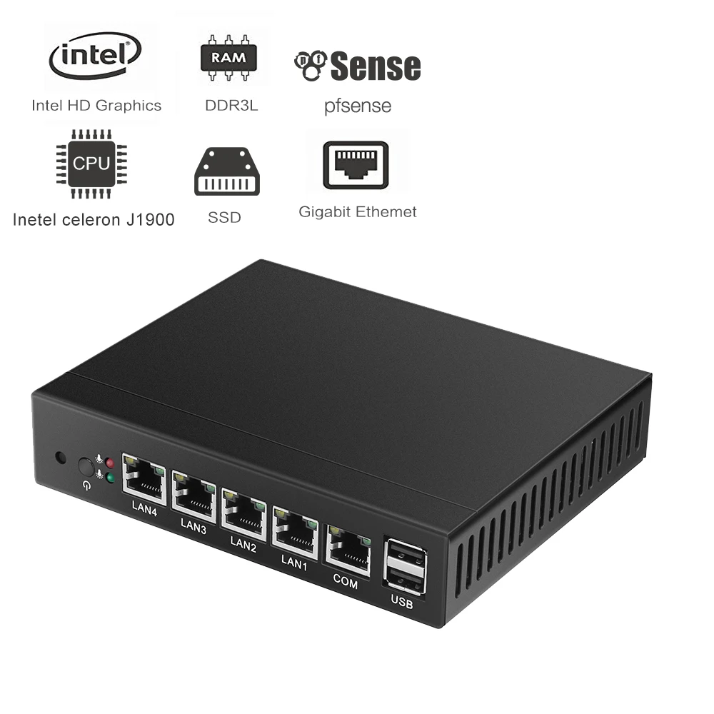 HLY Clearance Mini PC Celeron J1900 4 Gigabit Ethernet LAN Pfsense Ubuntu Firewall Router Fanless Micro 2