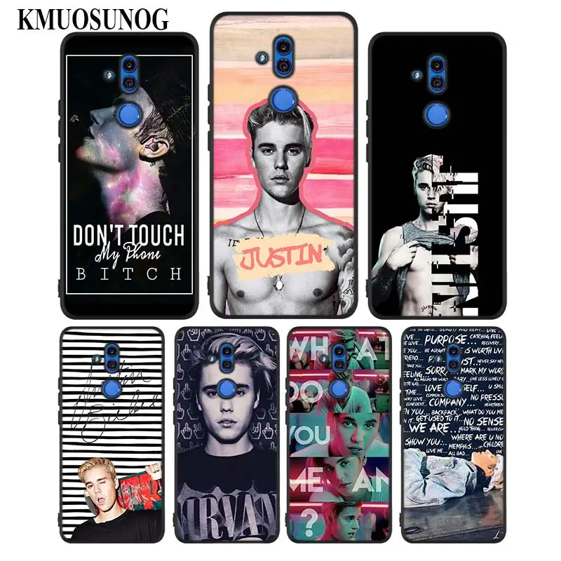 For Huawei Honor Mate 7C 7A 8 8X 9 9N 10 20 Nova 3 3e 3i 4 Pro Lite Black Silicon Phone Case Fashion justin bieber Style