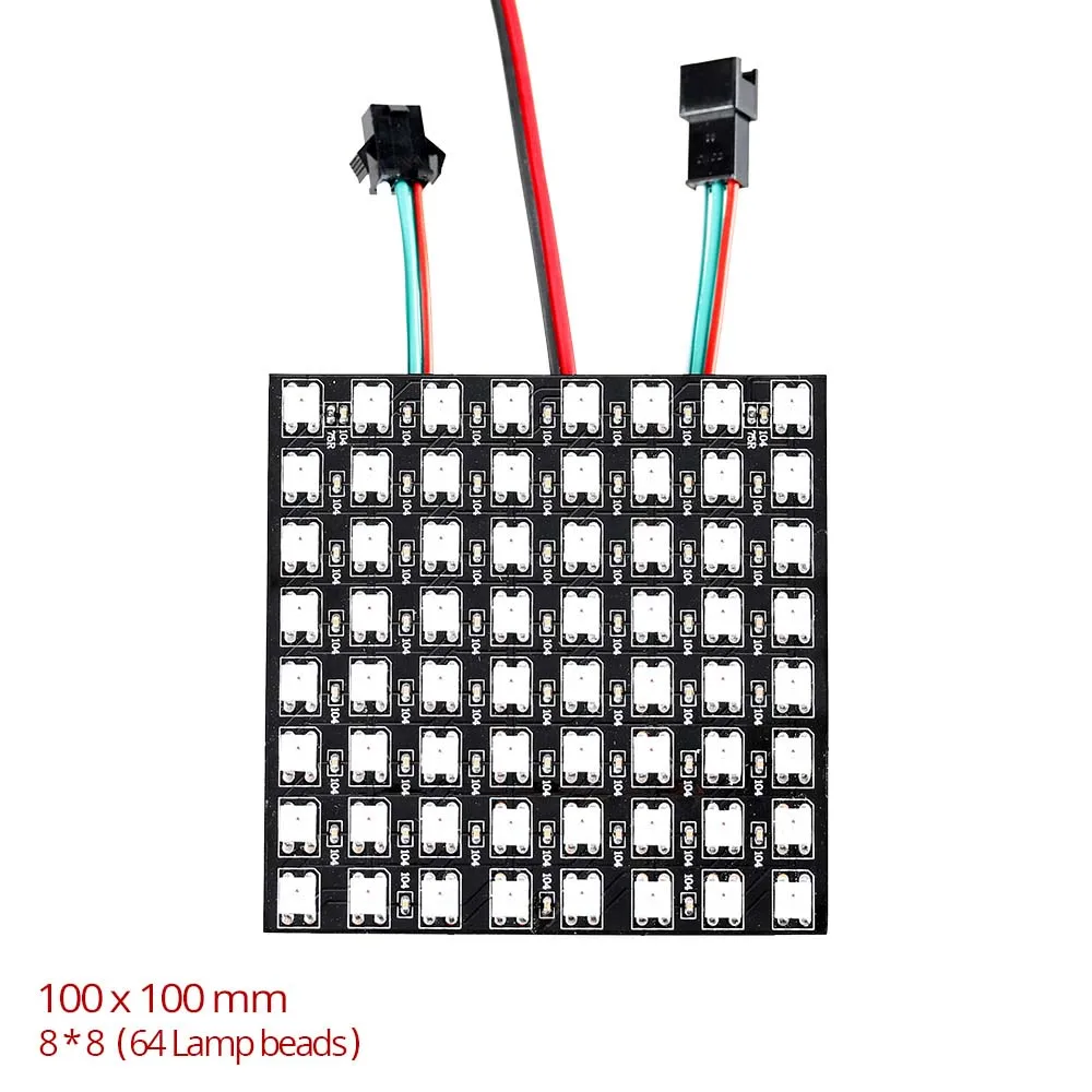 WS 2812 DC5V 8*8/16*16/8*32 Светодиодные ленты индивидуально адресуемых цифровой гибкий пикселей Экран светодиодный модуль светодиодный Панель чип - Цвет: 8x8 Pixel