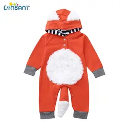LONSANT/зимние комбинезоны для новорожденных, одежда из хлопка с длинными рукавами для маленьких девочек и мальчиков, комбинезон с капюшоном с