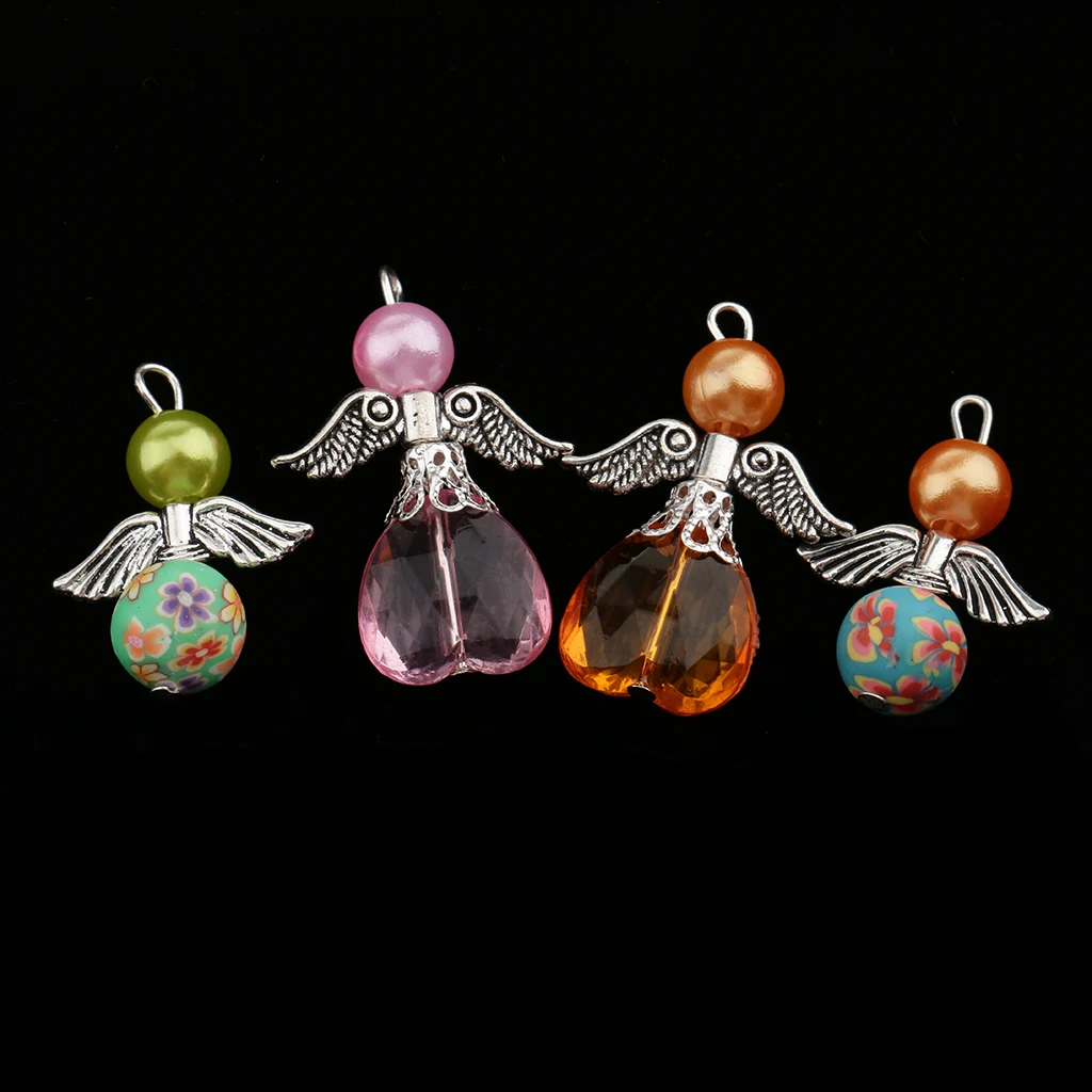 20x Acrylic Pearl Clay Angel Wing Pendants Charms Findings Jewelry Making Accessories for DIY Necklace Bracelet Earrings