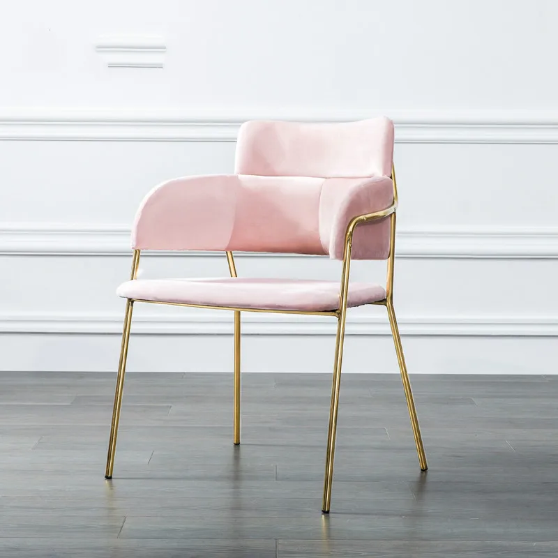 

Simple dining chair lounge chair metal armrest dining chair coffee chair