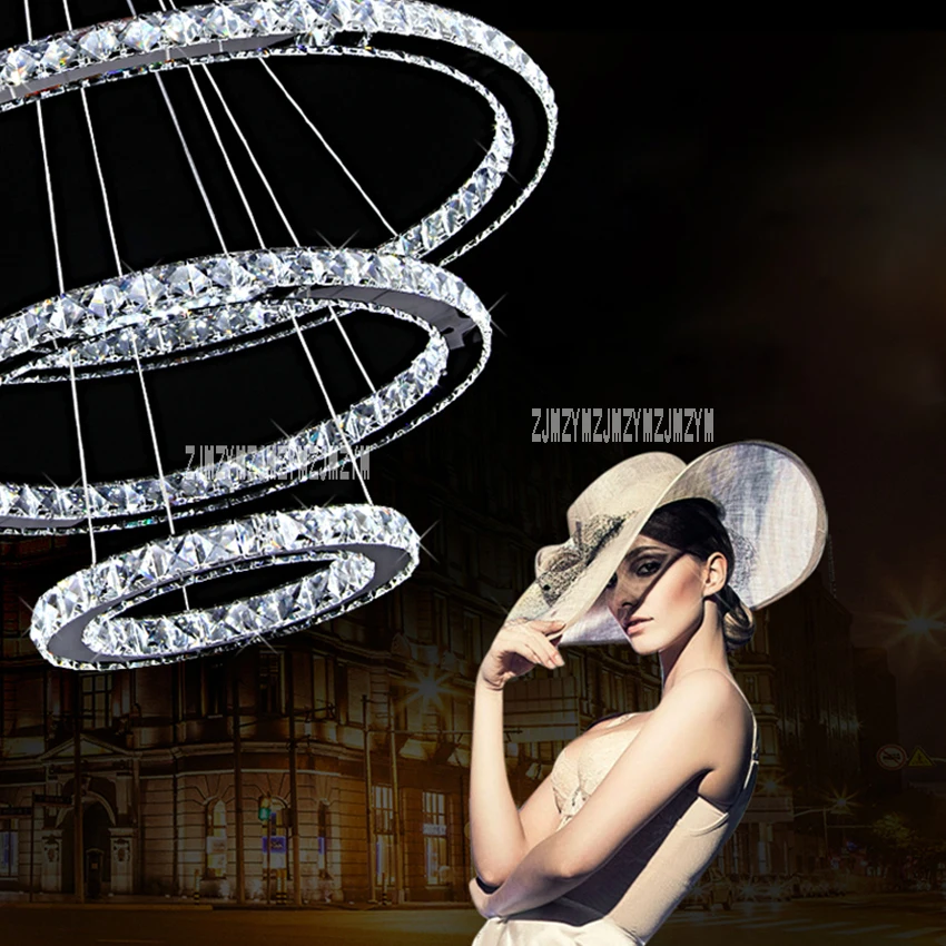 Творческий ресторан светодиодный хрустальная люстра 3-кольцо висячая лампа для дома подвесная потолочная светильники 100-240 V 15m2-30m2