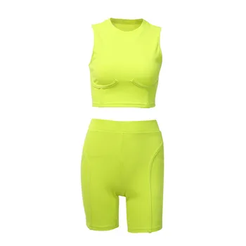 

Women 2 Piece Set Crop Top and Shorts Bodycon Outfits Short Sport Jumpsuit Q2J4