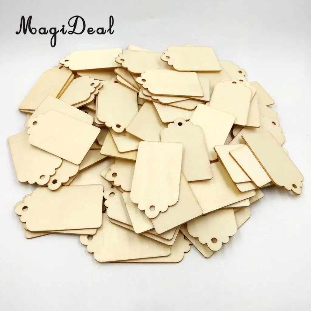 100pcs Unfinished Wood Tags Wooden Gift Tags Hanging for Wine Decor Wedding