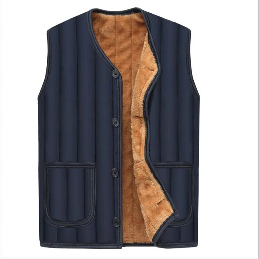 

Autumn Winter Middle-age Men Parka Vest Coats New Warm Thick Cotton Vests Jacket Male Plus Size 4xl Sleeveless Waistcoat AB687