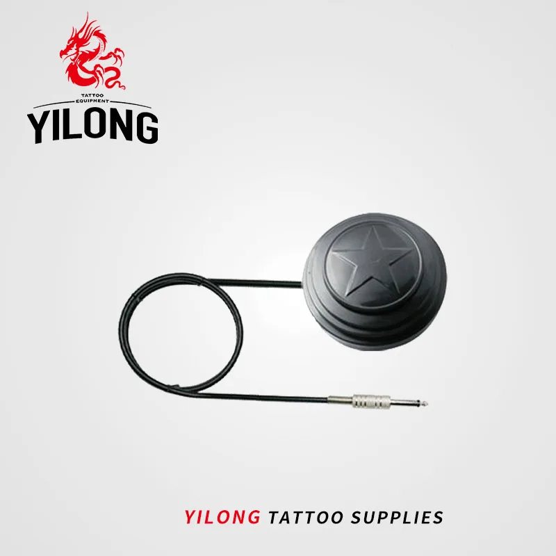 YILONG 라운드 360 스타 문신 기계 풋 스위치 풋 페달 컨트롤러 전원 공급 장치 블랙