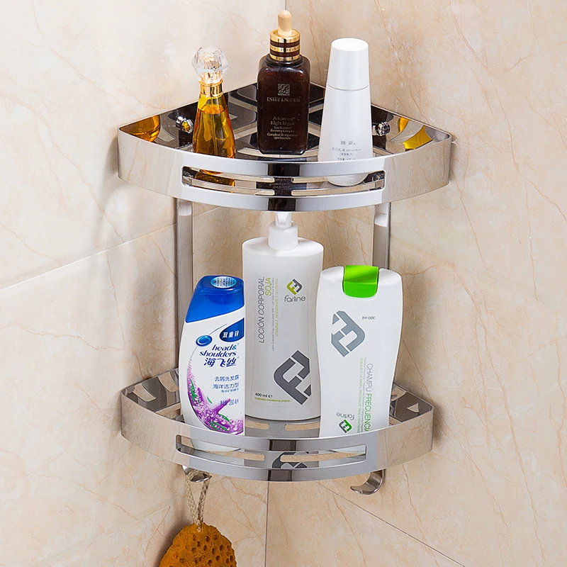 1/2/3 Tier Stainless Steel 304 Multifunctional Sturdy Corner Bathroom