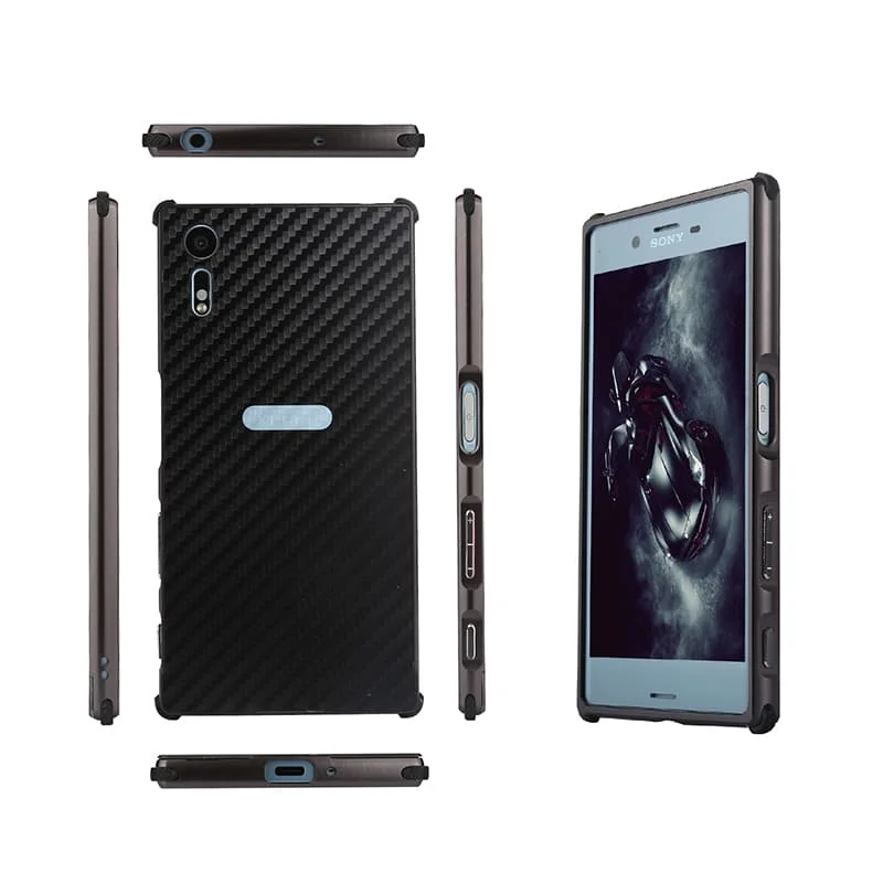 

Bosilang CarbonFiber Texture Metallic Luster Frame Hard Plastic Detachable 2-in-1 Protective CellPhone Cover for Sony Xperia XZs