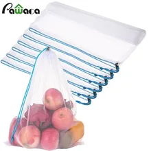 Многоразовые производящие сумки моющиеся Экологичные сетчатые прозрачные сумки для хранения продуктов, покупок, фруктов органайзер для овощей мешочек