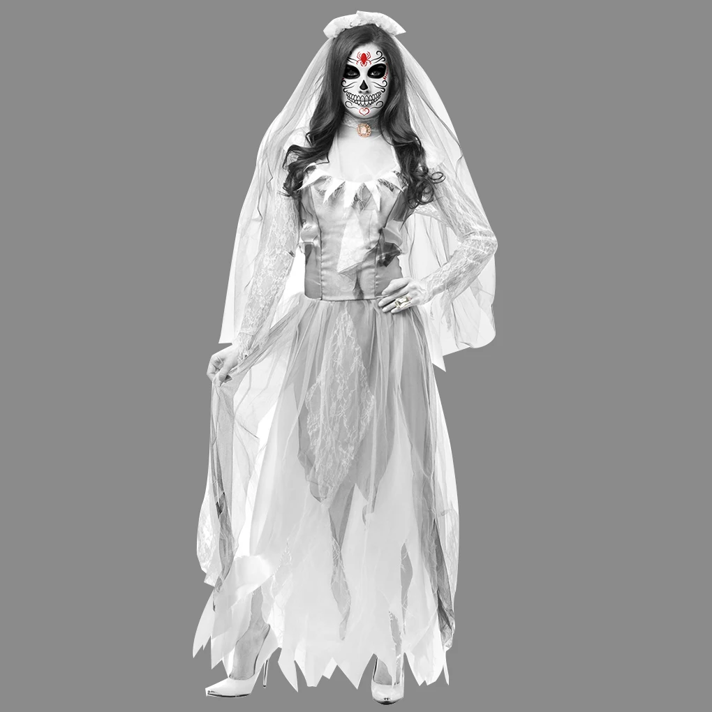 Wanita Cosplay Kostum Halloween Horor Hantu Mati Mayat Zombie Gaun