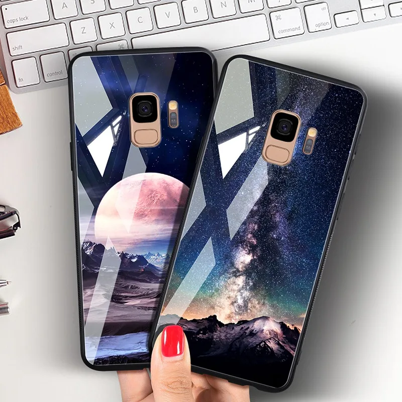 TOMKAS Tempered Glass Case For Samsung Galaxy S9 S9 Plus Silicone Coque Patterned Phone Cover Cases For Samsung Galaxy Note 8 (14)