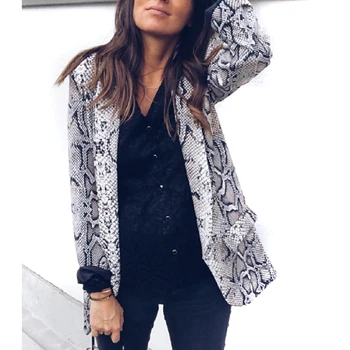 

Fashion Women Snake Print Long Sleeve Suit Coat 2020 Women Basic Coat Blazer Biker Jacket Outwear Tops Women's Suit Top