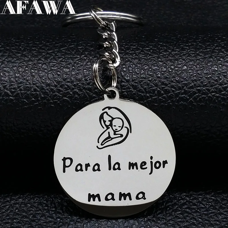 

2019 Fashion Para la mejor mama Stainless Steel Key Ring for Women Silver Color Keychains Jewelry Gift dia de la madre K77364B