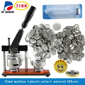 

Free Shipping High Quality 1" 25mm Badge Button Maker Machine +Circle Cutter+500 Sets Metal Pinback Supplies