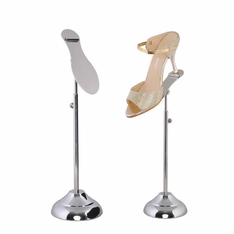 Metal Polished Silver Shoe Display Stand Shoe Riser Tray Stand Sandal