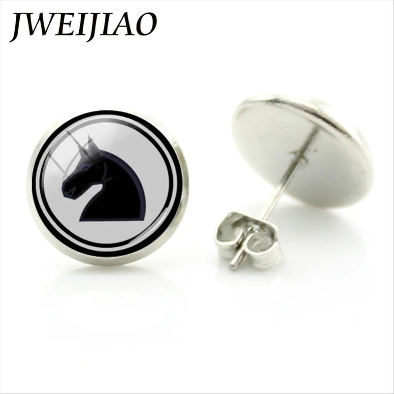 JWEIJIAO Fashion I Love Chess Earrings Knight Castle Stud Earring Personality International Chess Lovers Ear Stud Earrings CH15 3