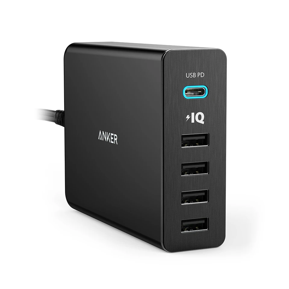 Anker usb type-C 5-port Total 60 Вт USB Wall charger порт питания + 5 с доставкой для Apple Macbook iphone 8 X |