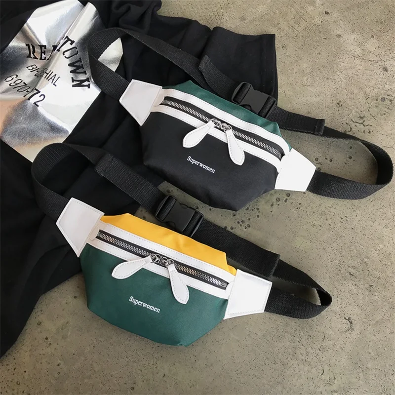 

Waist Bag Nylon Girls Cute Fanny Pack For Women Korean Style Women Chest Bag Money Belt High Quality Dual Pocket Running Belt