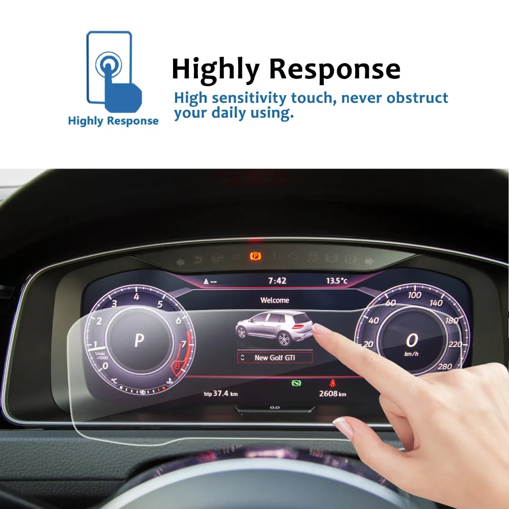 

RUIYA screen protector for Volkswagen VW Golf 7 12.3Inch Volkswagen's Digital Cockpit LCD Dashboard,9H tempered glass protector